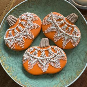 Pumpkin boho macrame sugar cookies - half dozen