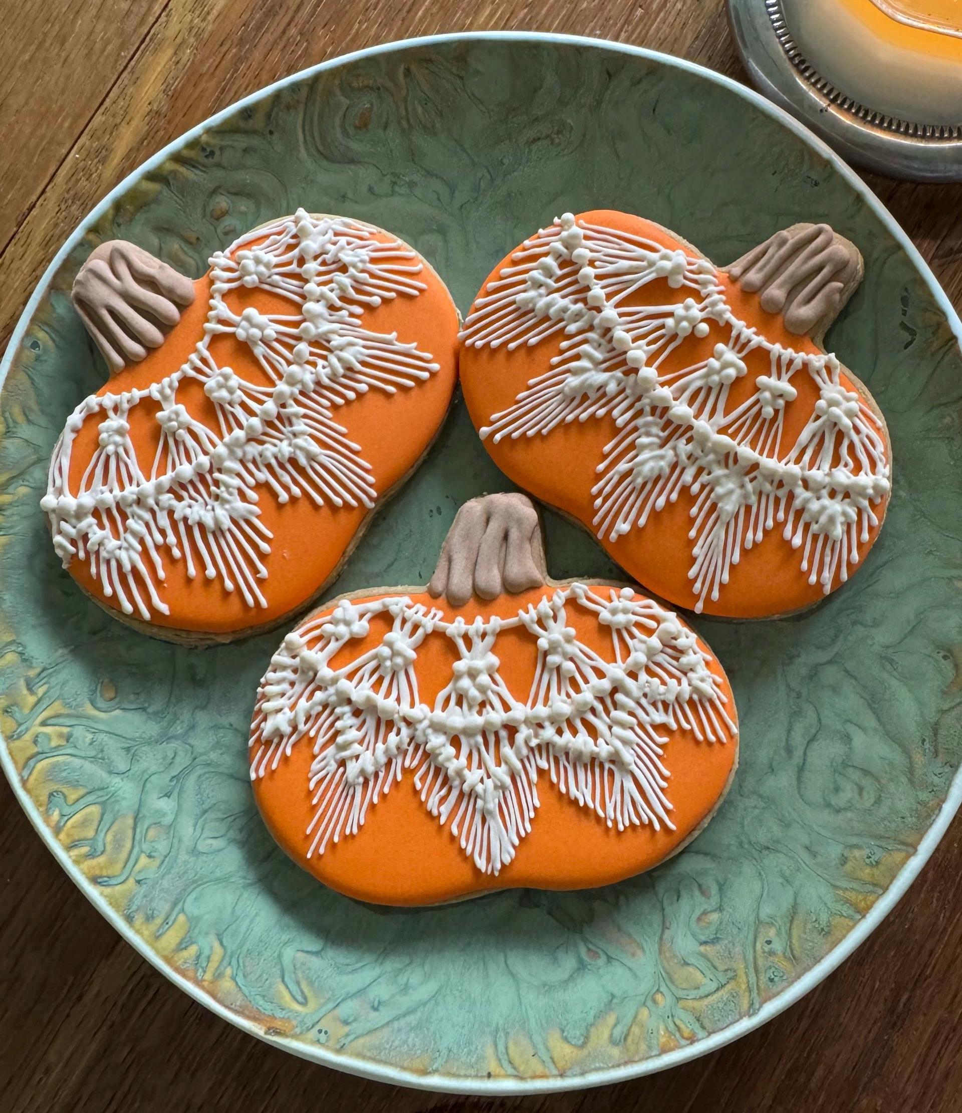 Pumpkin boho macrame sugar cookies - half dozen